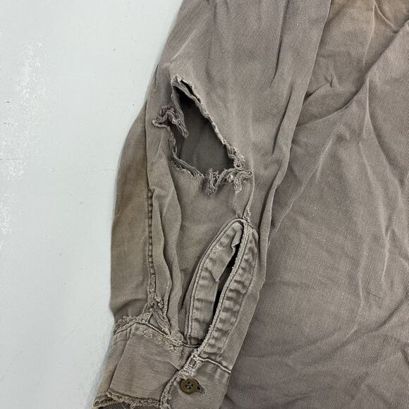 Vintage 40s The Big Favorite Grey Canvas Sanforized Shirt - Picture 2 of 5